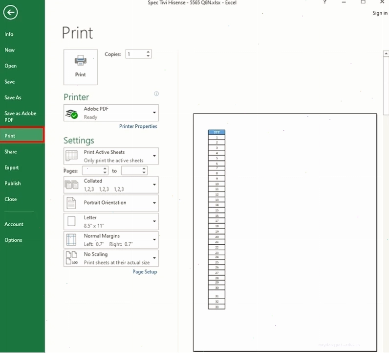 Nhấn tổ hợp phím Ctrl + P hoặc chọn File > Print trong Word để bắt đầu in ấn