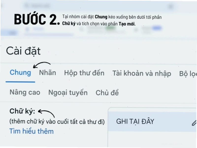 Nhấn vào biểu tượng bánh răng cưa để truy cập cài đặt Gmail