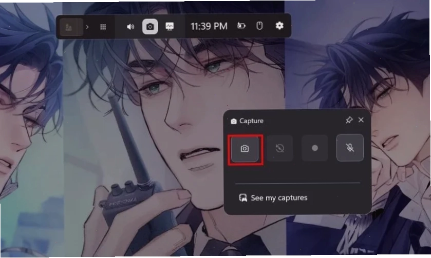 Nhấp vào biểu tượng máy ảnh trong phần Capture