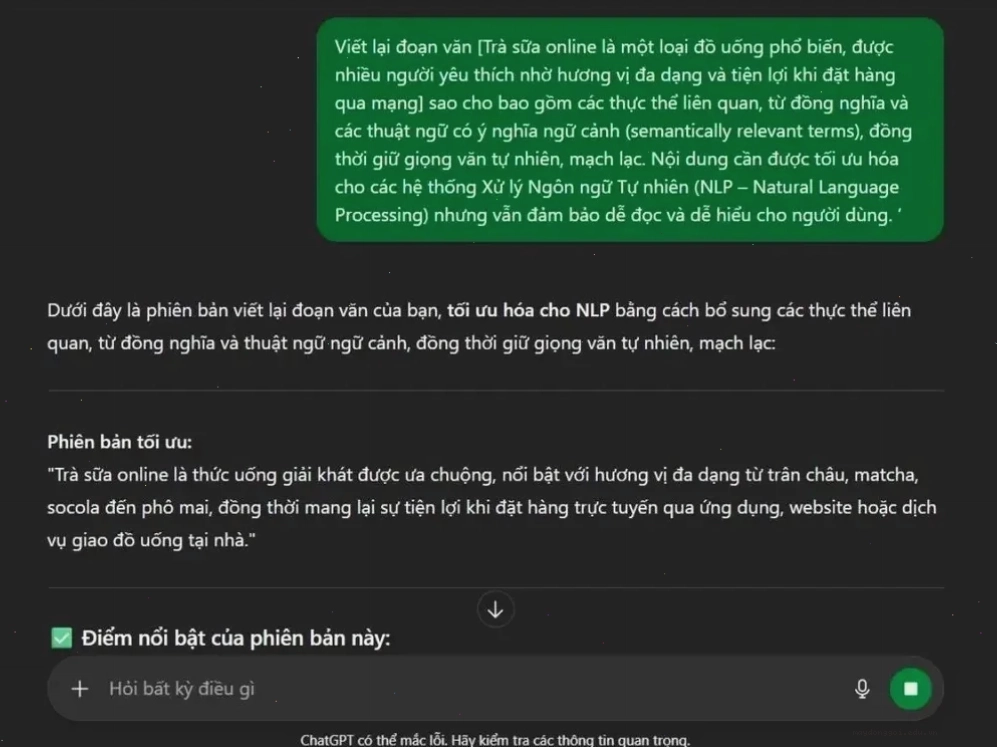 Prompt viết bài thân thiện với NLP