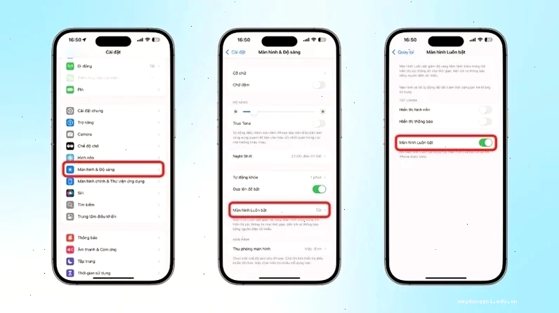 Quy trình kích hoạt tính năng bật màn hình luôn sáng aod trên iPhone