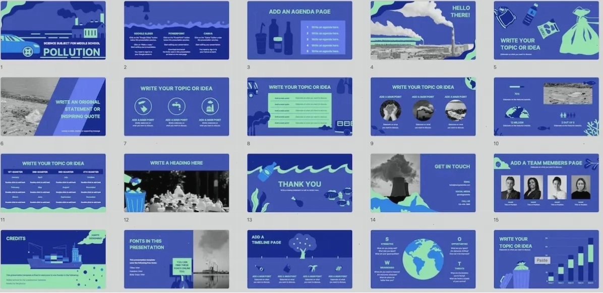 Slide PowerPoint đẹp phản ánh sự ô nhiễm môi trường