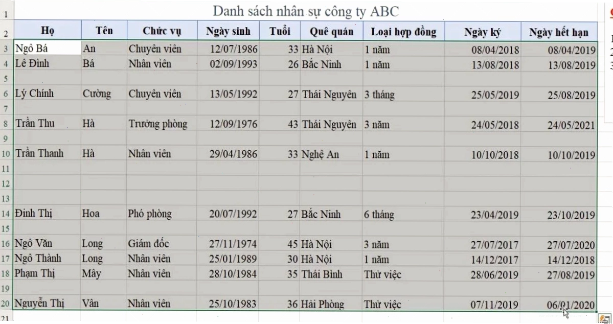 Sử dụng Auto Filter để lọc và xóa dòng trống hàng loạt excel
