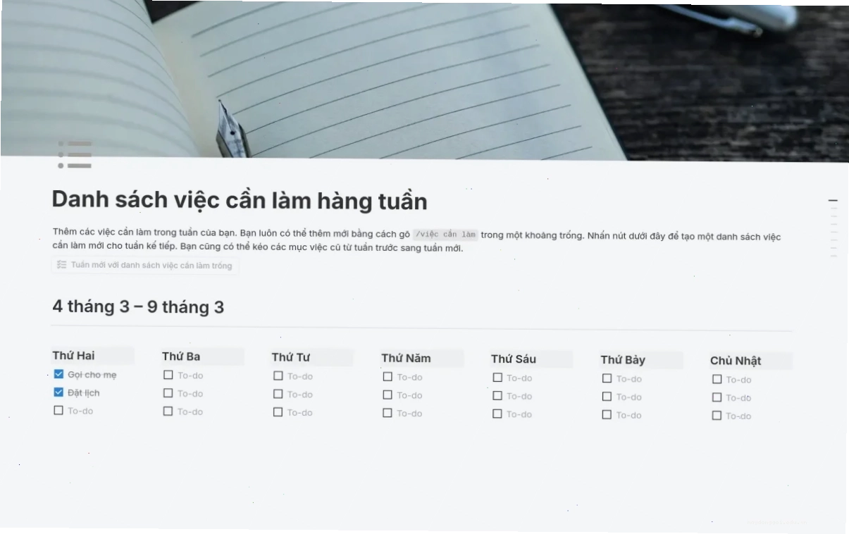 Sử dụng mẫu này để lên kế hoạch và tổ chức tất cả các công việc bạn cần hoàn thành trong tuần tới. Tưởng tượng những việc cần làm quan trọng nhất của bạn với một chương trình nghị sự giúp bạn ưu tiên.