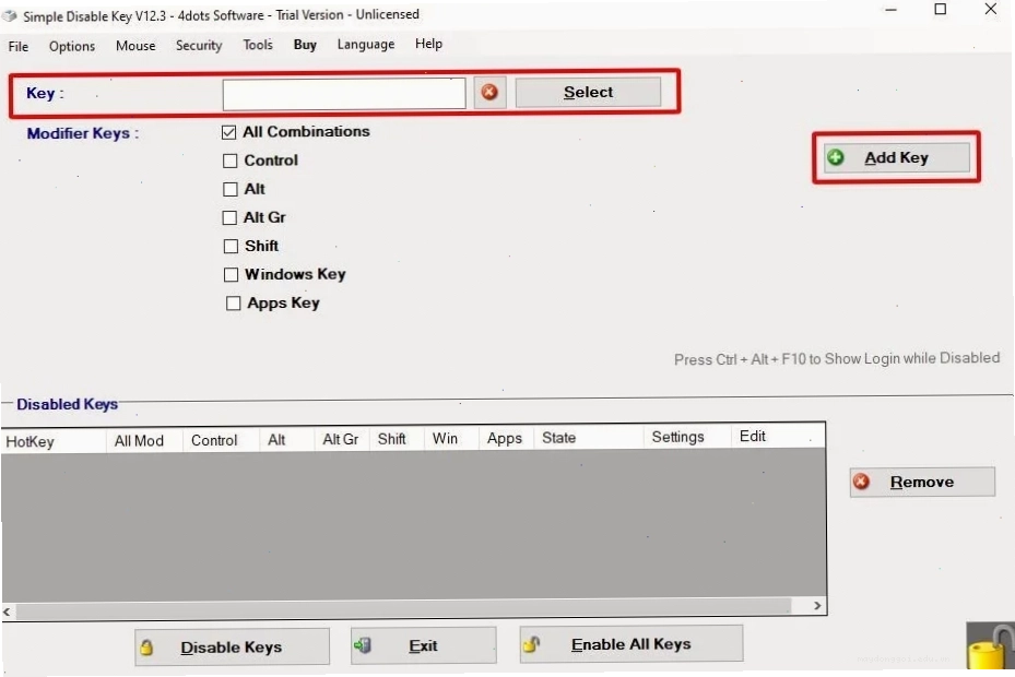 Sử dụng phần mềm Simple Disable Key để khóa bàn phím