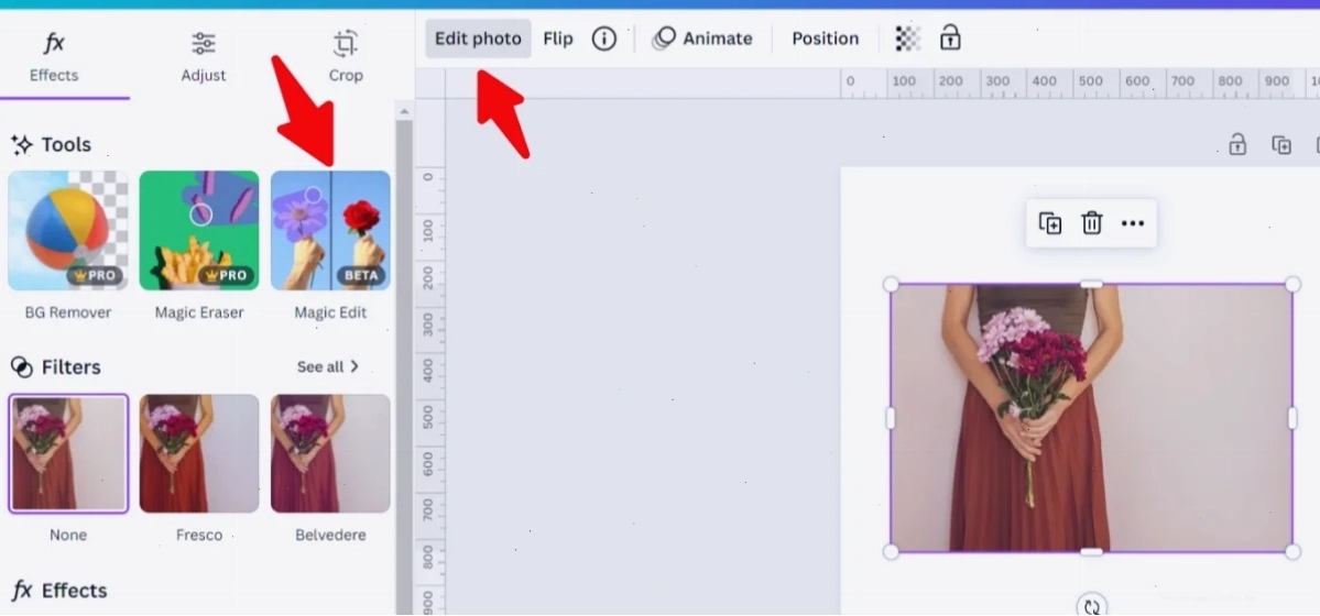 Sự khác biệt giữa ảnh gốc và ảnh sau khi dùng Canva Magic Edit