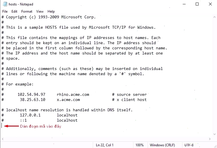 Sửa file hosts để vào web bị chặn