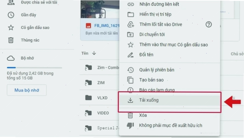 Tải ảnh từ Google Drive máy tính