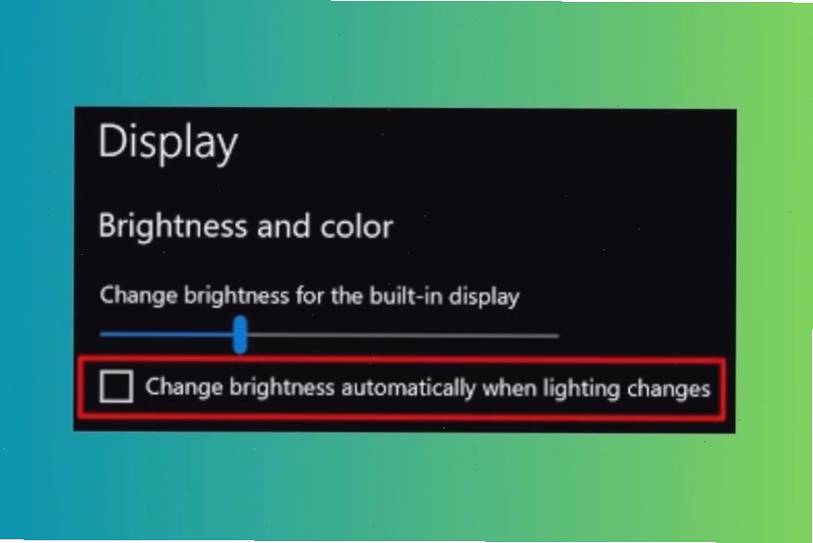 Tắt Change brightness automatically when lighting changes trên Windows Settings