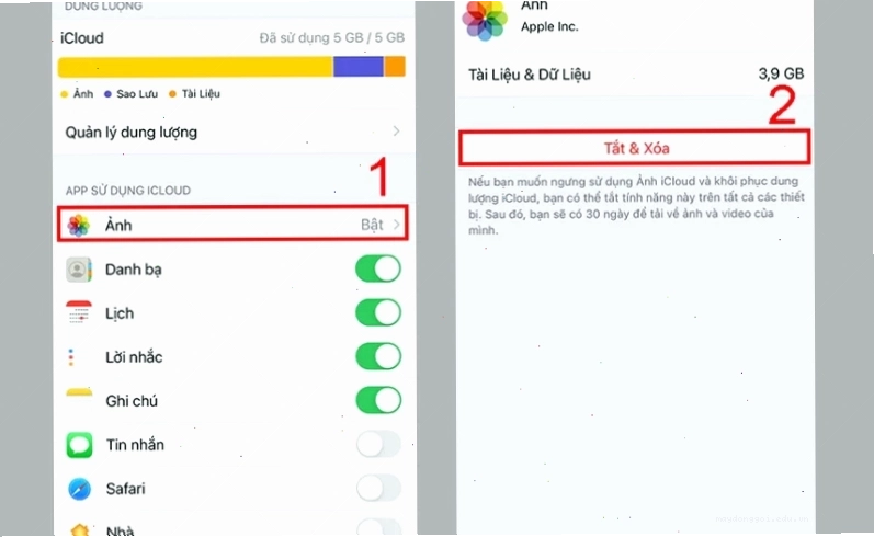 Tắt sao lưu ảnh từ thư viện sang iCloud
