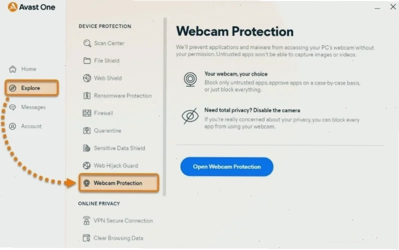 Tắt tạm thời tính năng bảo vệ camera trong phần mềm diệt virus