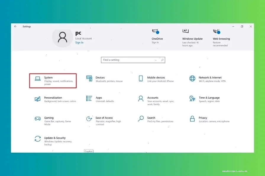 Tắt tính năng thay đổi độ sáng tự động trong Windows Settings