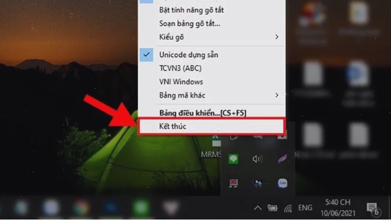 Thoát khỏi Unikey dưới thanh hệ thống
