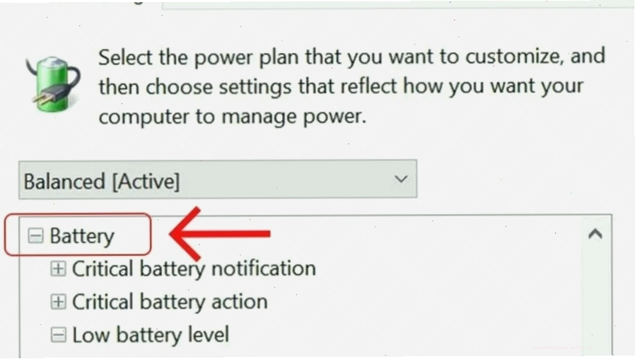 Tìm đến mục Battery và mở rộng nó