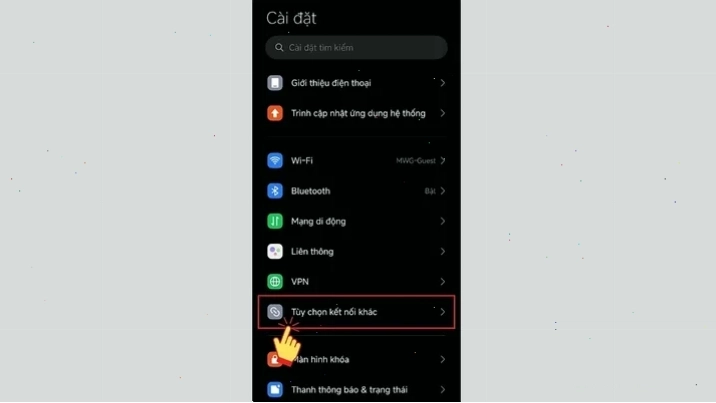 Trong Cài đặt, bấm chọn Tùy chọn kết nối khác