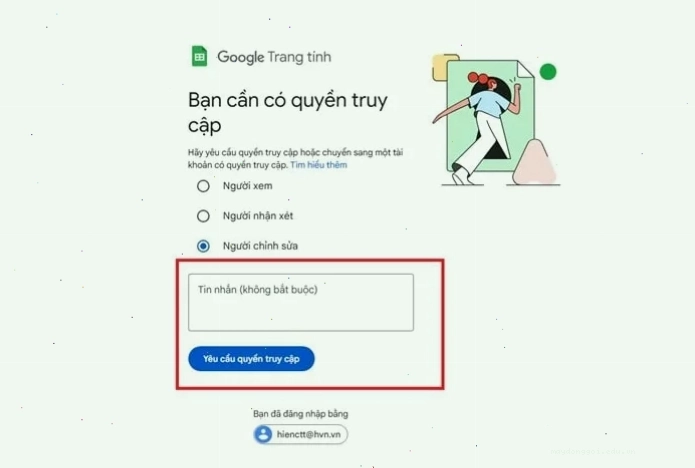 Truy cập tùy chọn chia sẻ trên Google Drive
