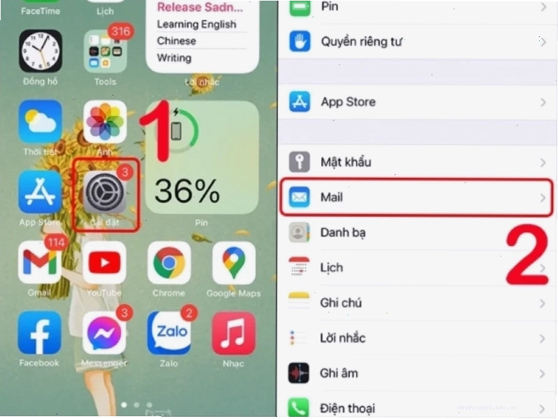 Truy cập vào phần Cài đặt để xóa tài khoản Google trên điện thoại