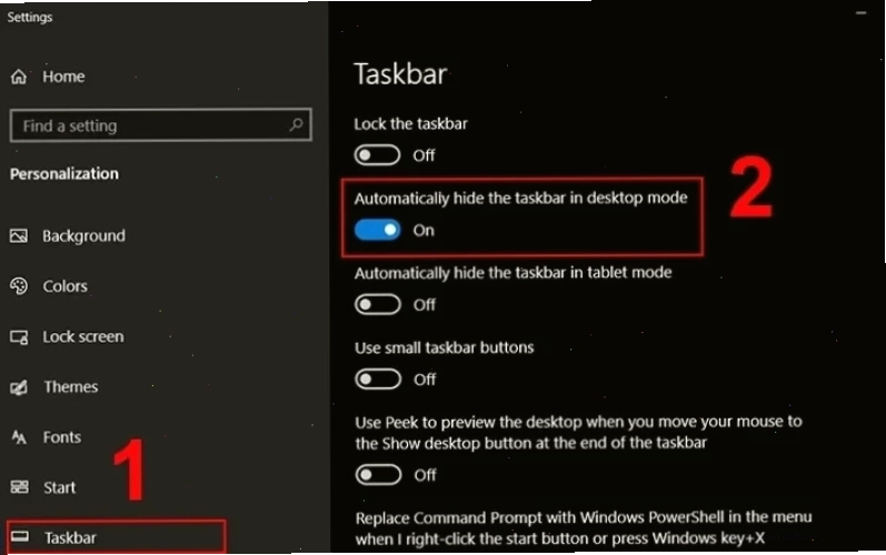Tự động ẩn Taskbar để hạn chế lỗi burn-in màn hình OLED