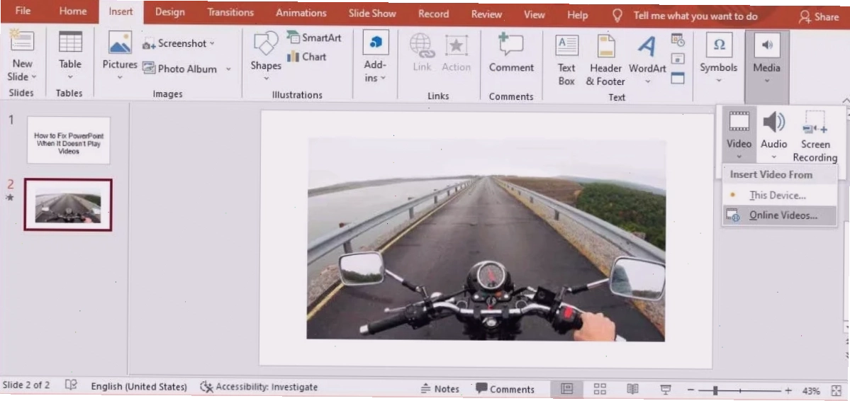 Video PowerPoint không thể phát do lỗi phương tiện