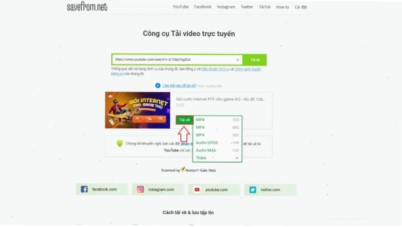 Web tải video 4k và các định dạng khác