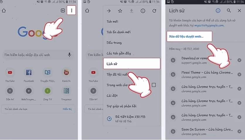 Xem và xóa lịch sử tìm kiếm Google trên điện thoại Android