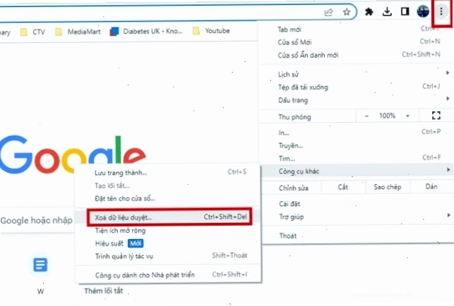 Xóa bộ nhớ cache trên Chrome