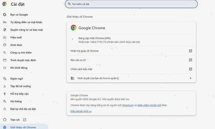Xóa cache và cookie Chrome
