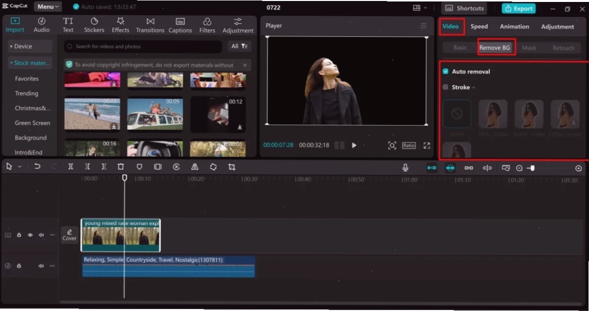 Xóa nền video bằng CapCut PC