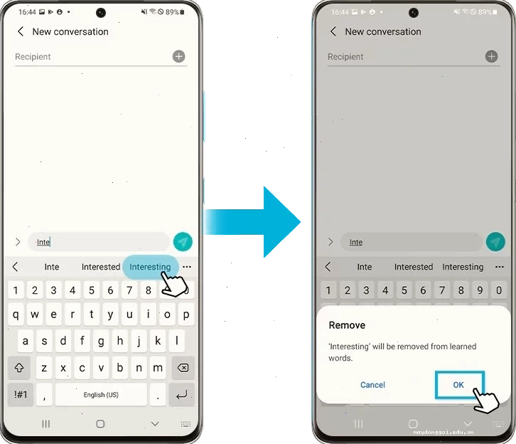 Xóa từ khỏi đề xuất bàn phím Samsung