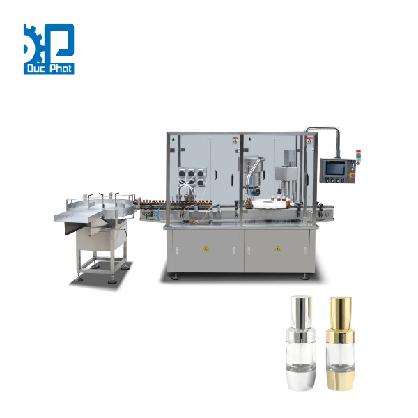 Máy chiết rót nước hoa, tinh dầu, serum 8 Máy chiết nước hoa, tinh, dàu, serum theo bàn xoay